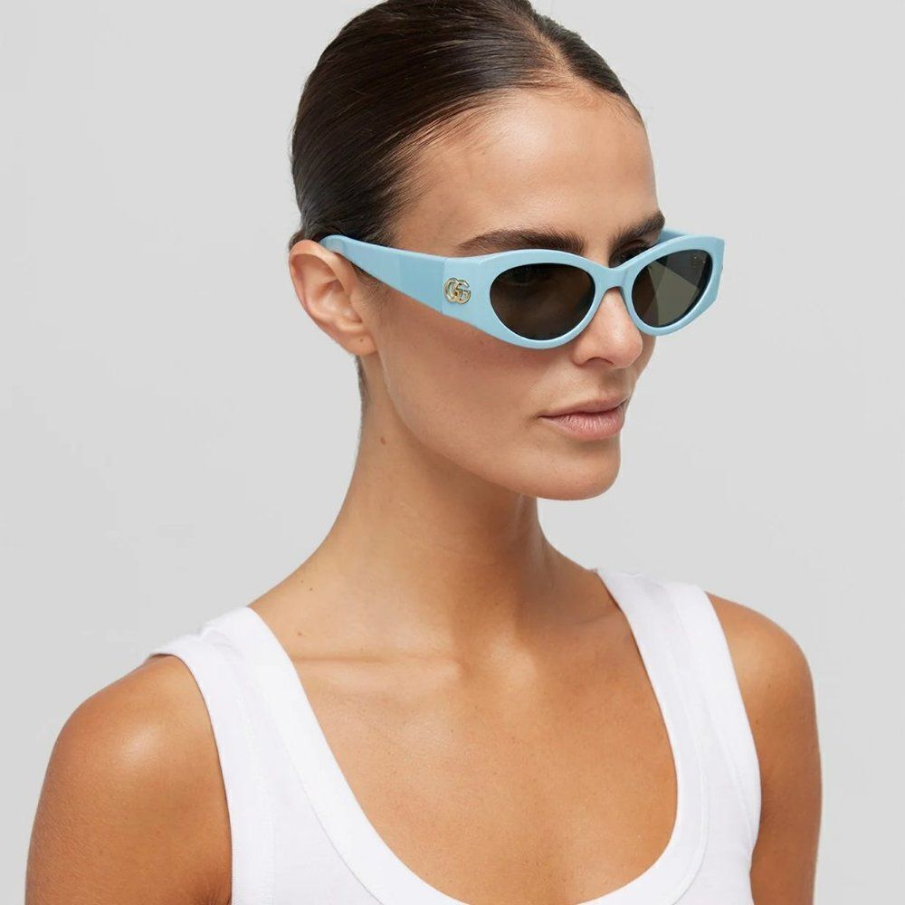 NEW Gucci GG1401S 004 Light Blue Grey Women Cat Eye Sunglasses GG 1401S